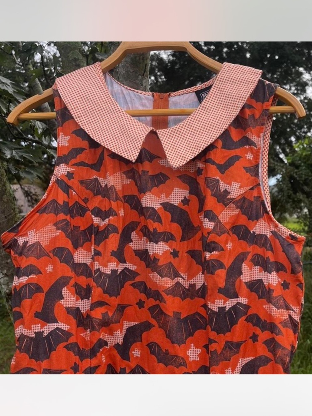 Retrolicious Modcloth Retro Mod Collared Orange Bat Dress XL - Picture 5 of 6